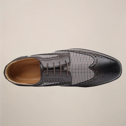 Devin Herren Oxford Schuhe Hahnentritt Muster Leder