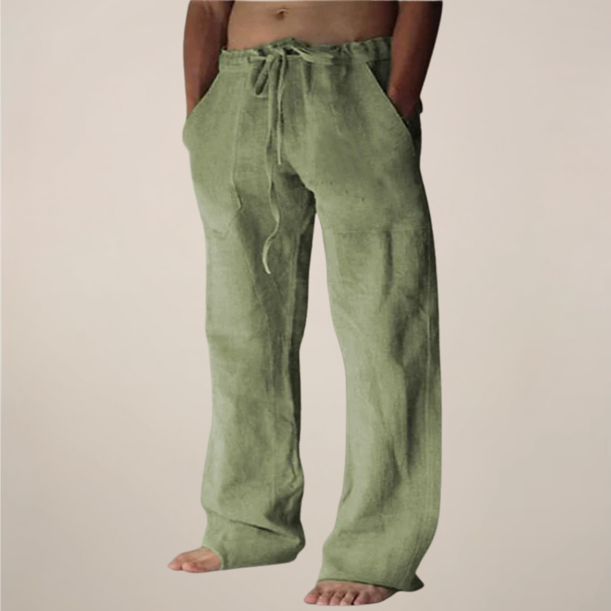 Herren Freizeithose Weite Locker Sitzende Baumwolle Beige