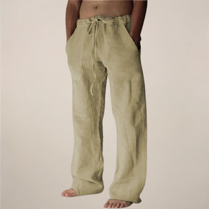 Herren Freizeithose Weite Locker Sitzende Baumwolle Beige