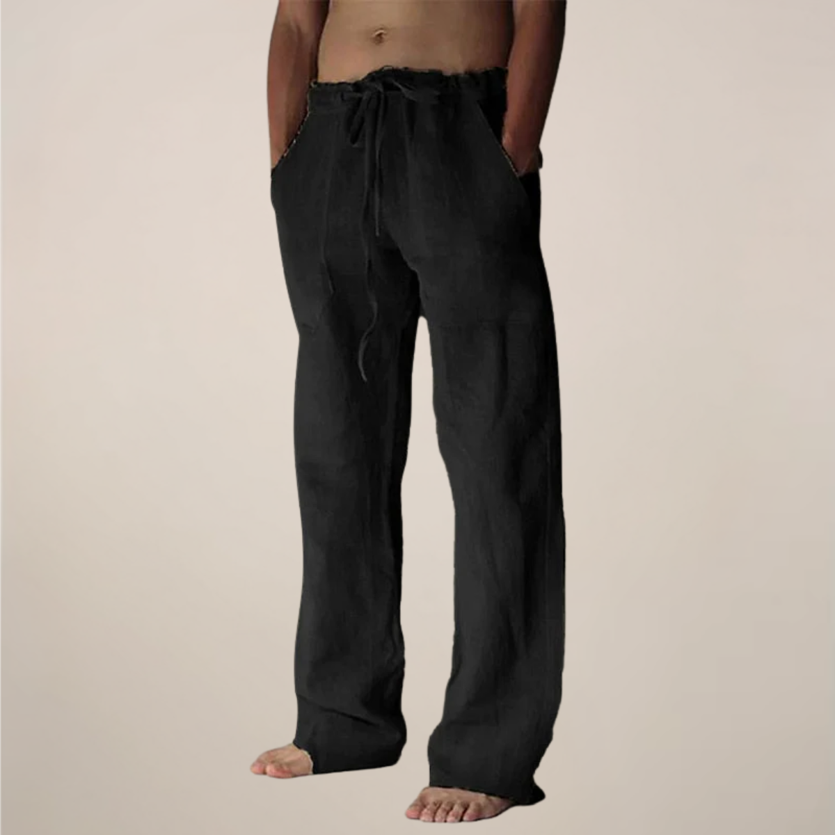 Herren Freizeithose Weite Locker Sitzende Baumwolle Beige