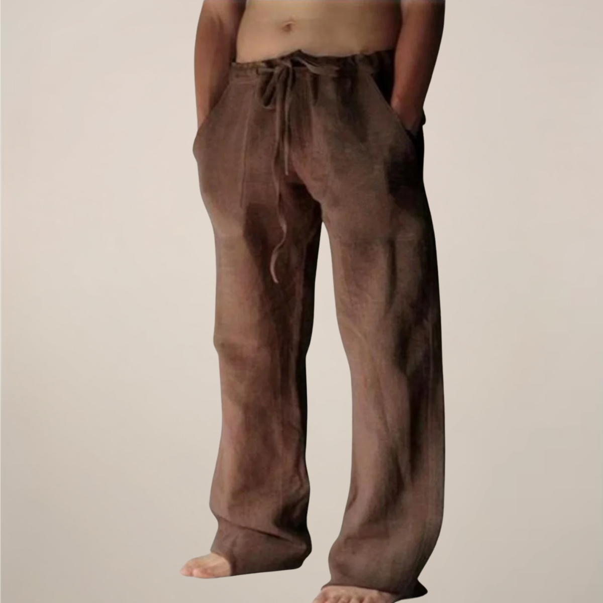 Herren Freizeithose Weite Locker Sitzende Baumwolle Beige