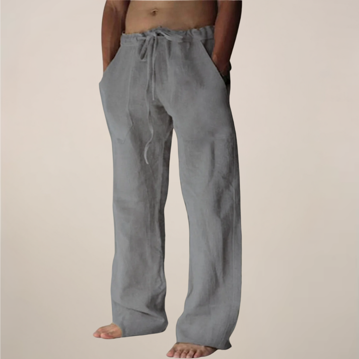 Herren Freizeithose Weite Locker Sitzende Baumwolle Beige