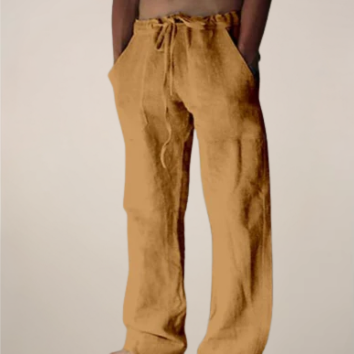 Herren Freizeithose Weite Locker Sitzende Baumwolle Beige