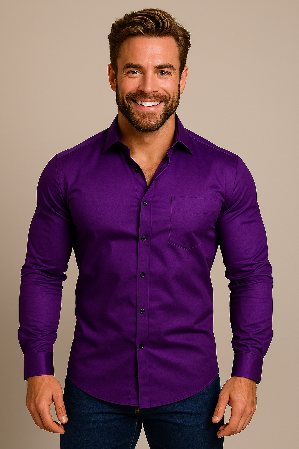 Herren Business Hemd Langarm Atmungsaktiv