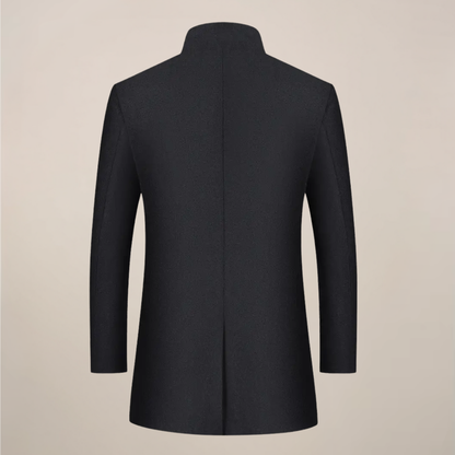 Herren Langmantel Slim Fit Stehkragen