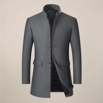 Herren Langmantel Slim Fit Stehkragen