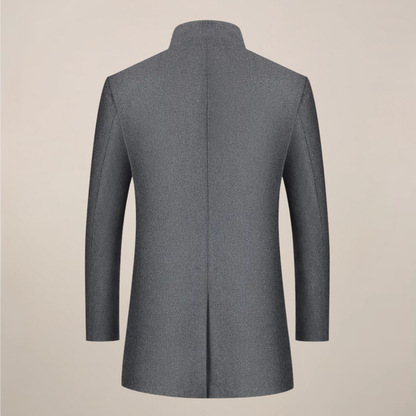 Herren Langmantel Slim Fit Stehkragen
