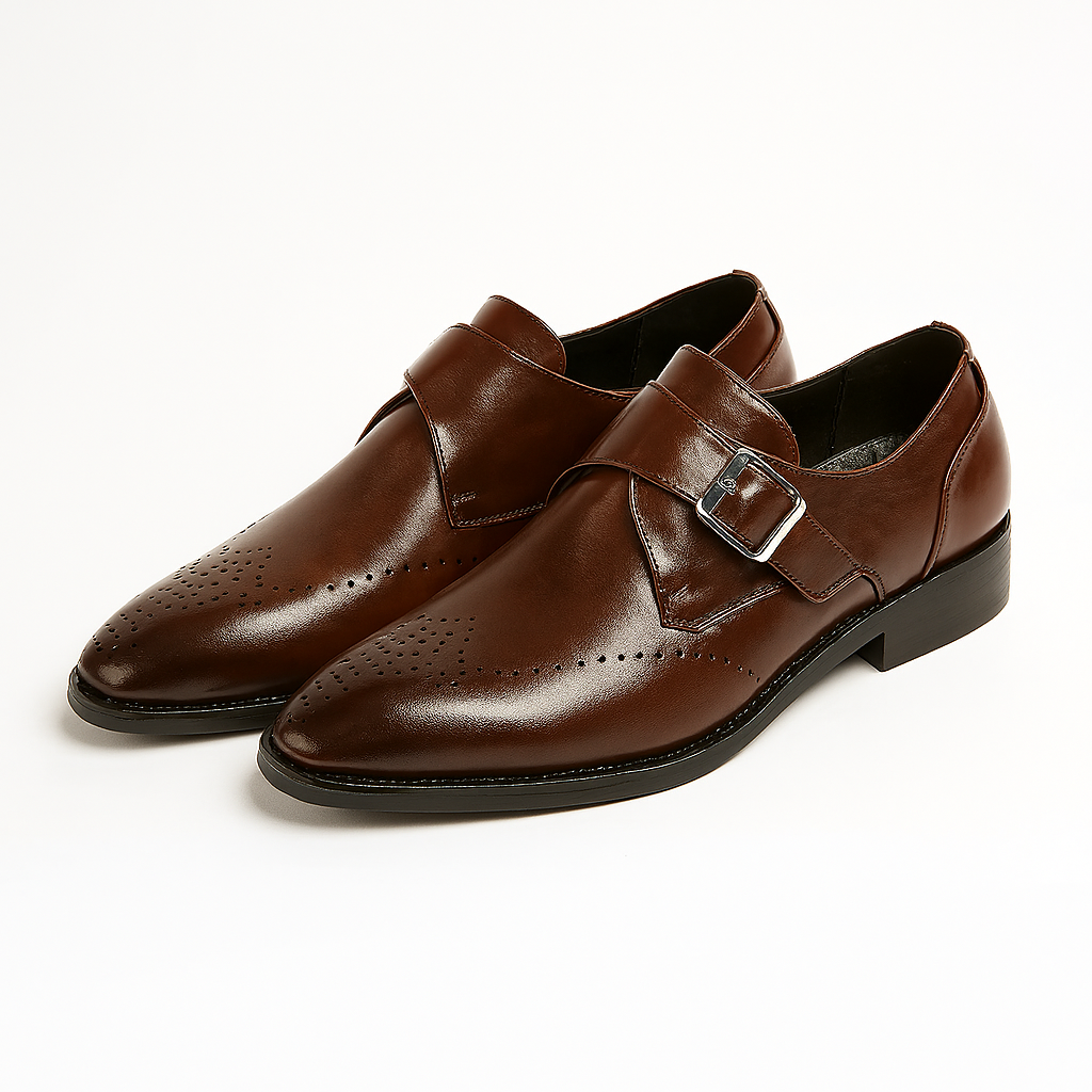 Eddie Herren Monk Strap Schuhe Klassisches Leder Schwarz - Norvielle