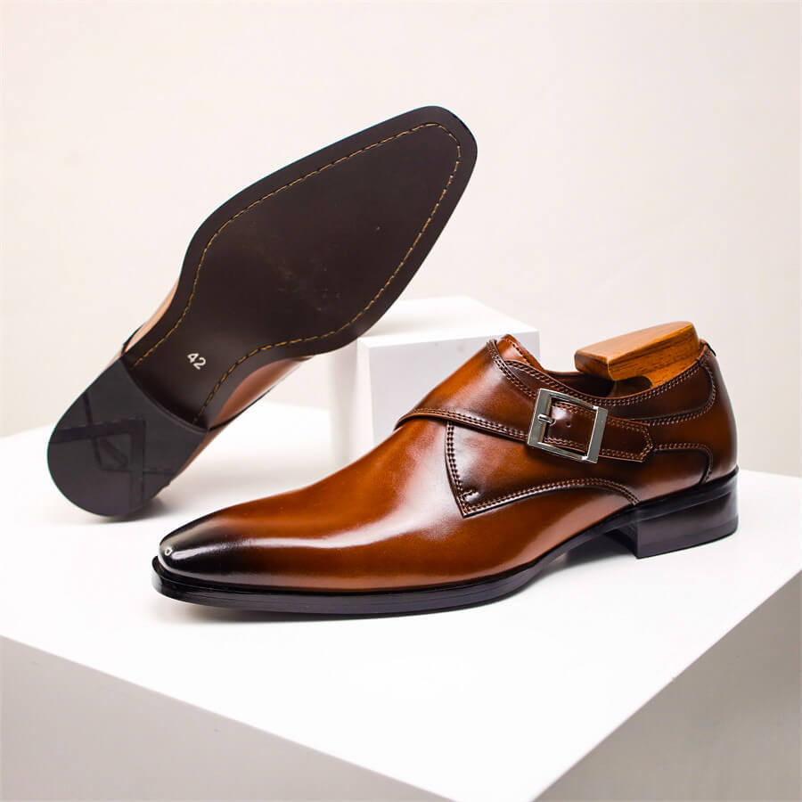 Herren Monk Strap Schuhe Leder Klassisch