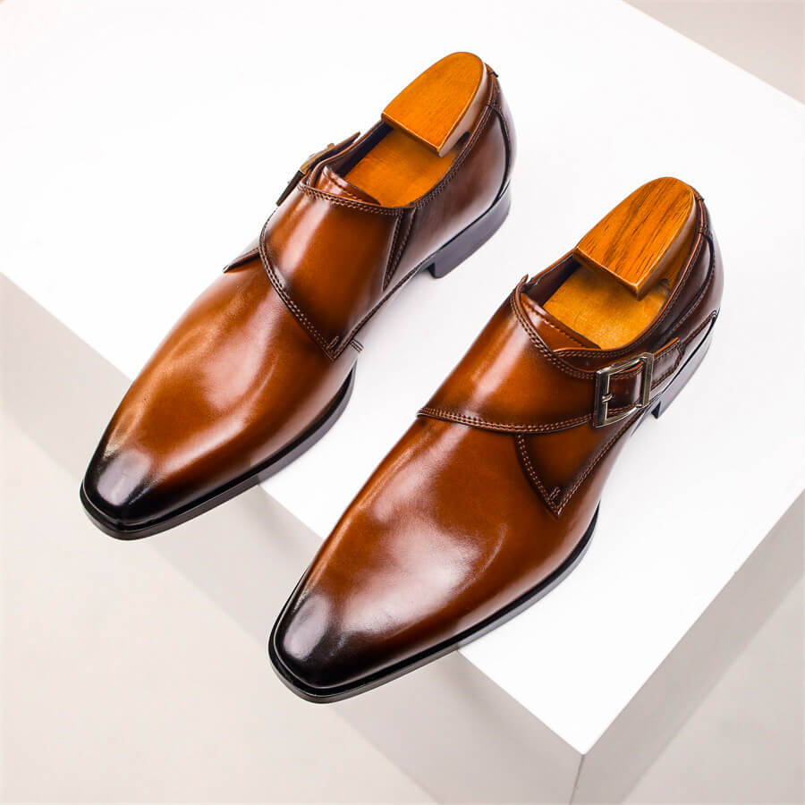 Herren Monk Strap Schuhe Leder Klassisch