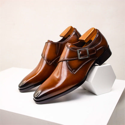 Herren Monk Strap Schuhe Leder Klassisch
