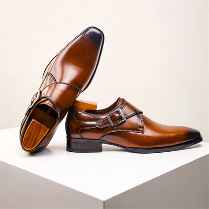 Herren Monk Strap Schuhe Leder Klassisch