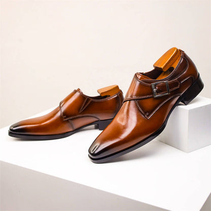 Herren Monk Strap Schuhe Leder Klassisch