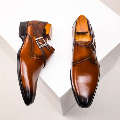 Herren Monk Strap Schuhe Leder Klassisch