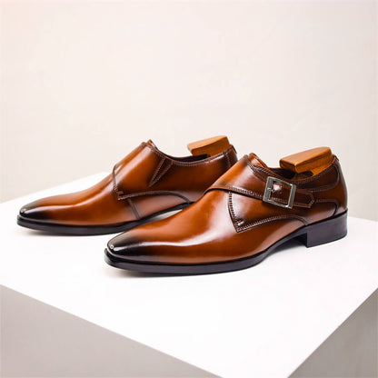 Herren Monk Strap Schuhe Leder Klassisch Schwarz - Norvielle