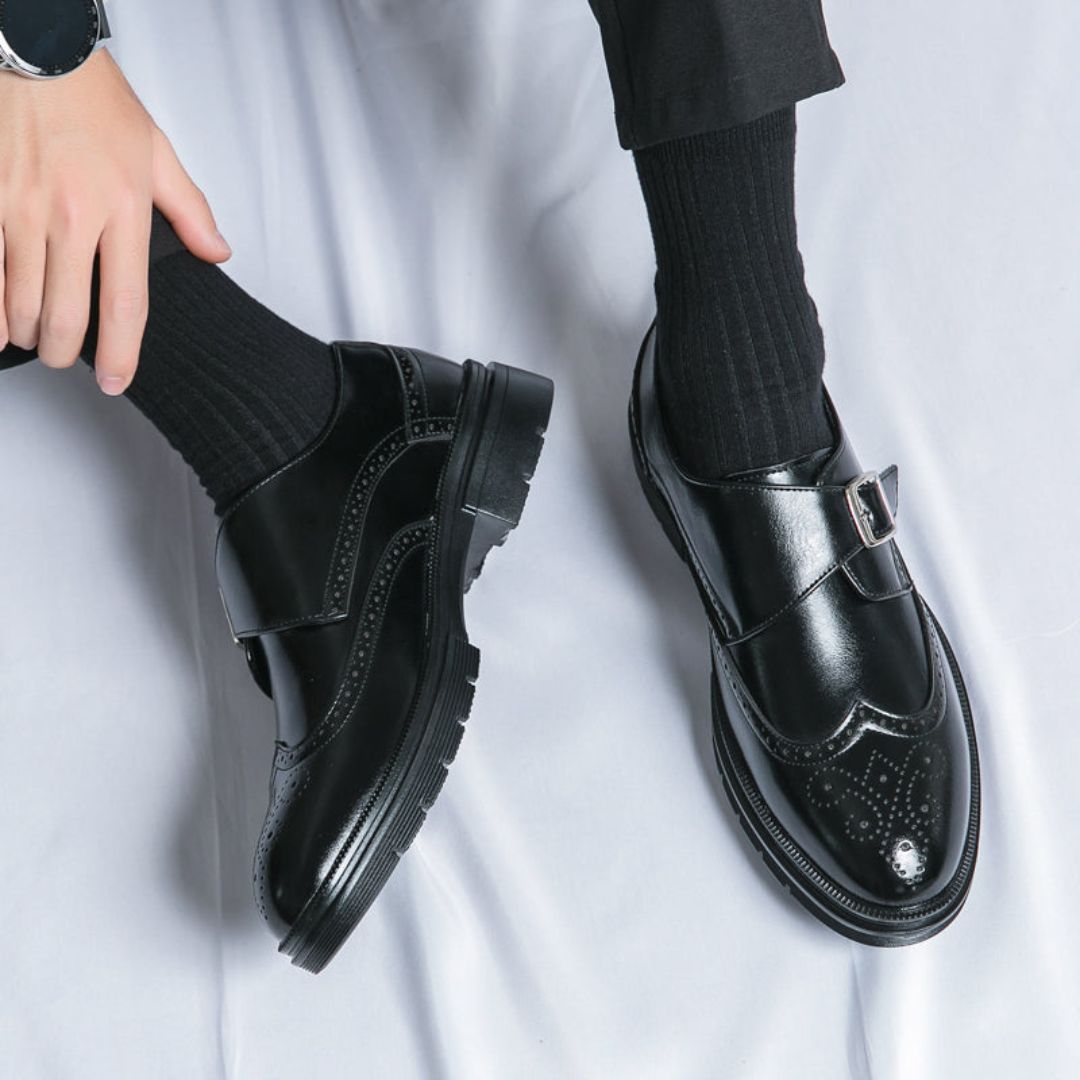 Herren Monk Strap Schuhe Lederoberfläche