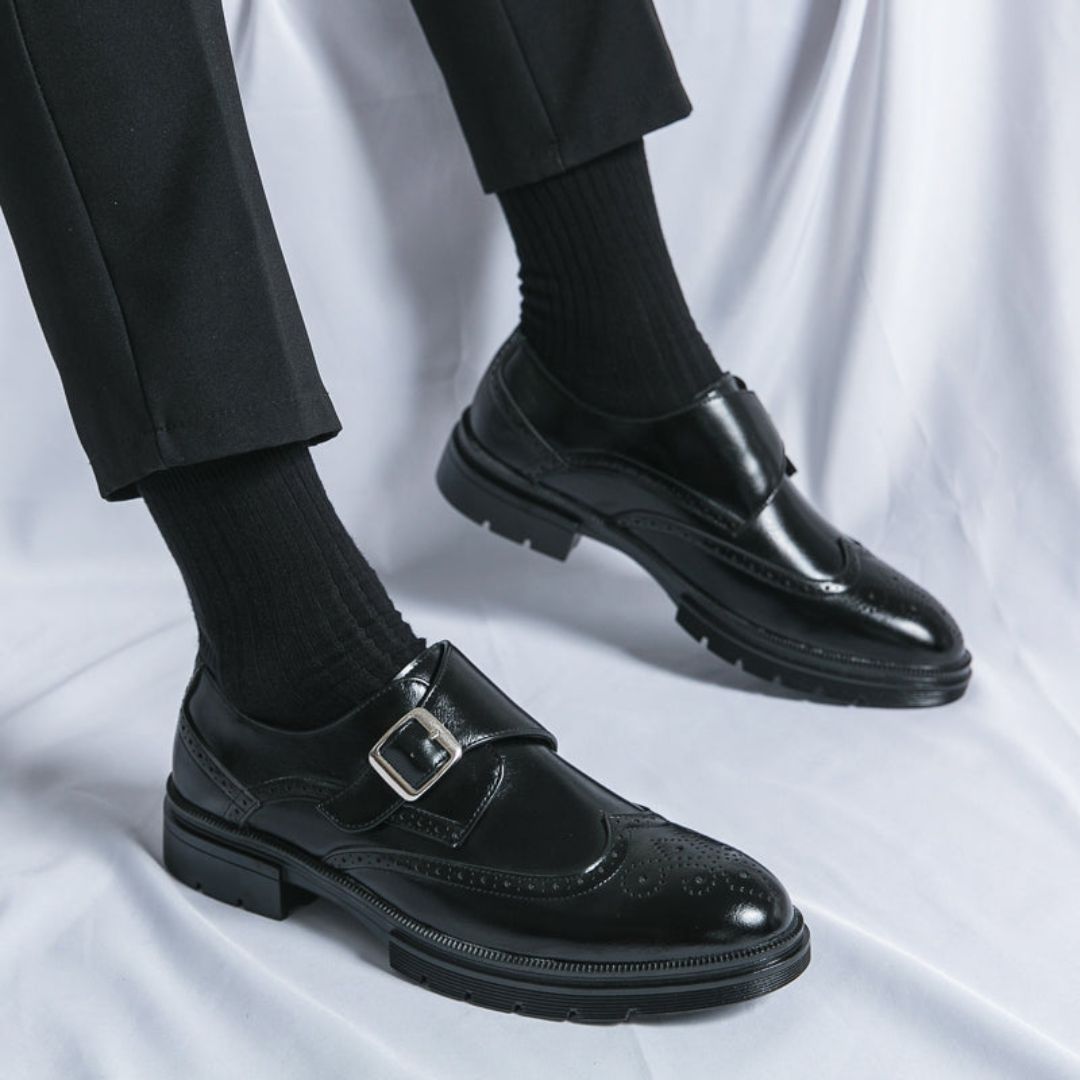 Herren Monk Strap Schuhe Lederoberfläche
