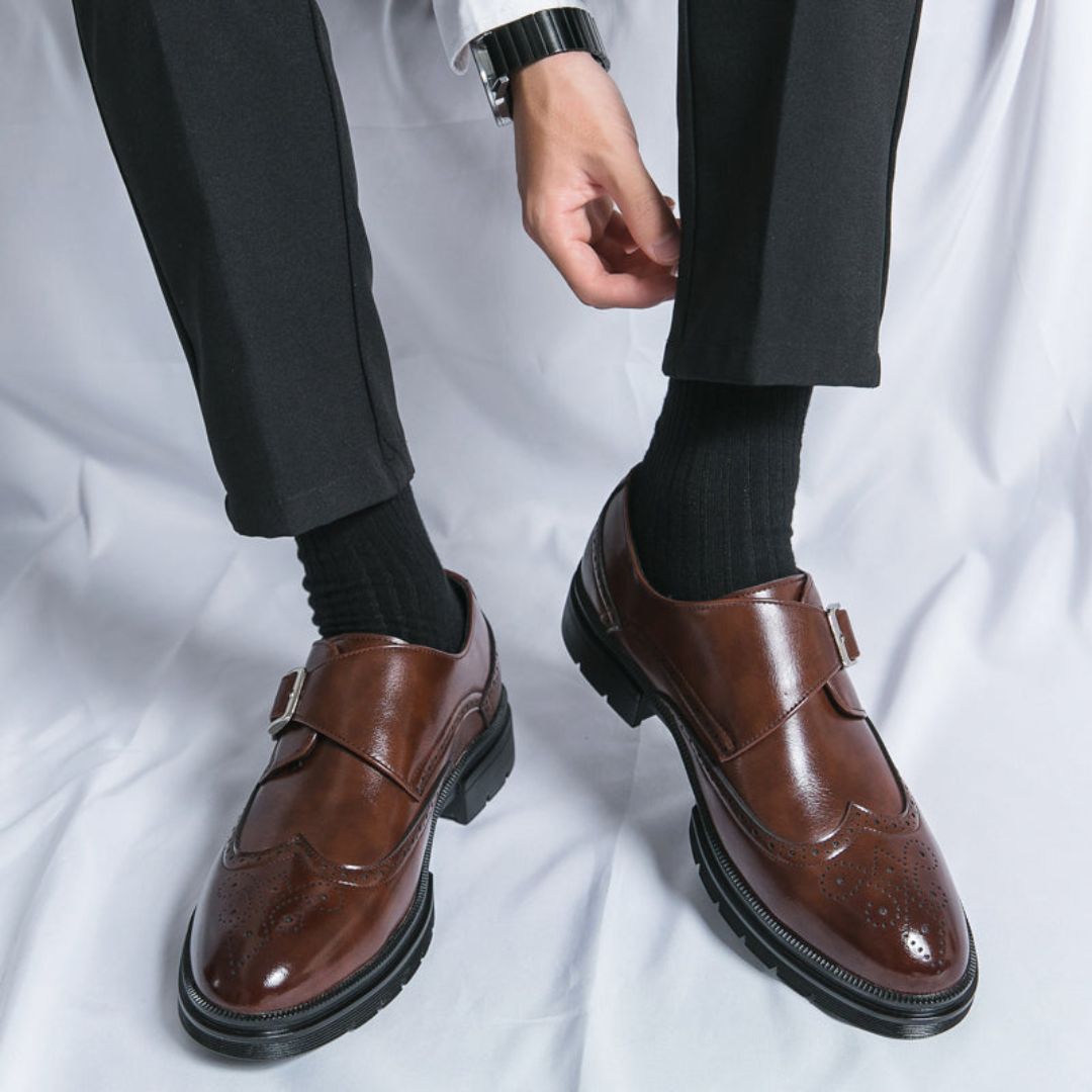 Herren Monk Strap Schuhe Lederoberfläche