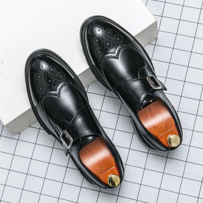 Herren Monk Strap Schuhe Lederoberfläche Braun - Norvielle
