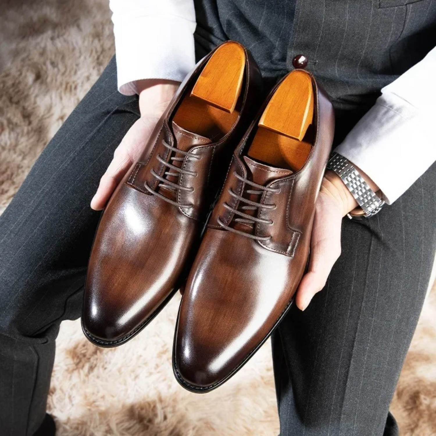 Herren Oxford-Schnürschuhe Formal Schwarz - Norvielle