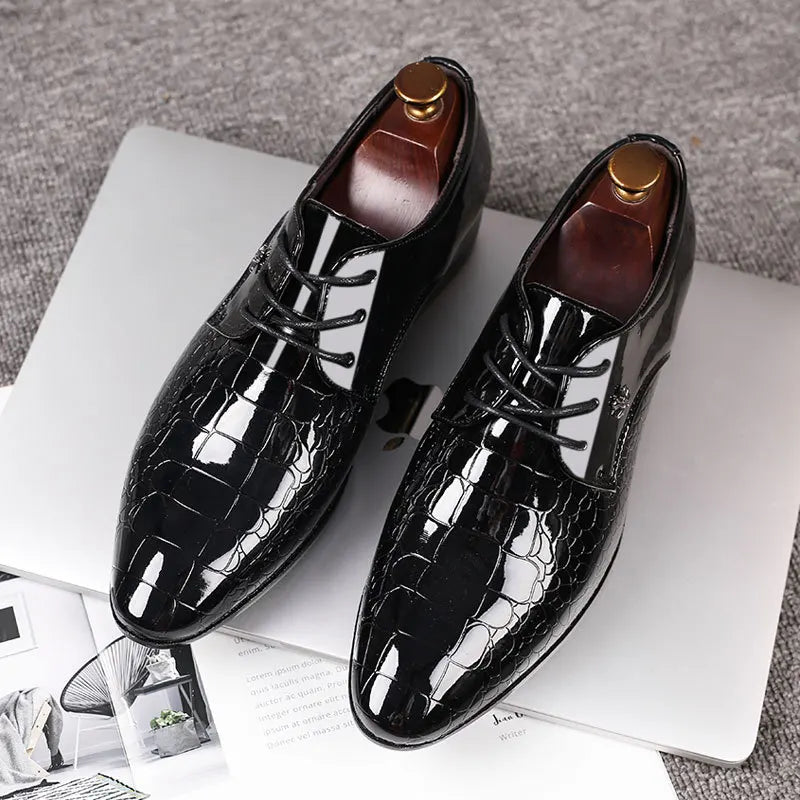 Herren Lack Oxford Schuhe Elegante Schnürschuhe