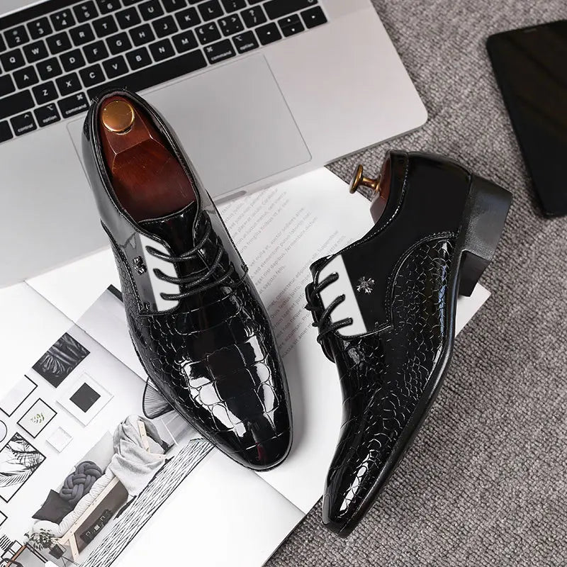 Herren Lack Oxford Schuhe Elegante Schnürschuhe