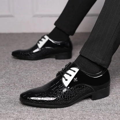 Herren Lack Oxford Schuhe Elegante Schnürschuhe