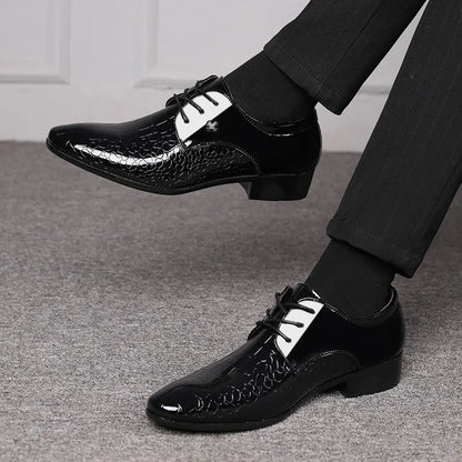 Herren Lack Oxford Schuhe Elegante Schnürschuhe