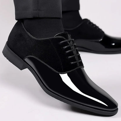 Herren Lack-Oxford Schuhe Samt Glanz