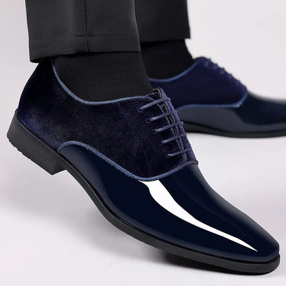 Herren Lack-Oxford Schuhe Samt Glanz