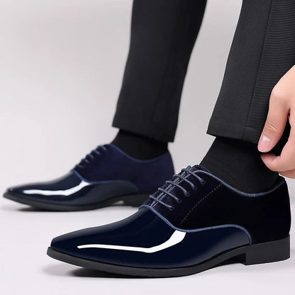 Herren Lack-Oxford Schuhe Samt Glanz Schwarz - Norvielle