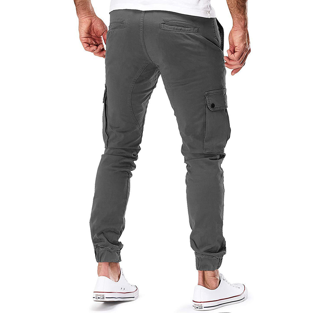Herren Slim Fit Cargo-Hose Multi-Taschen Beige