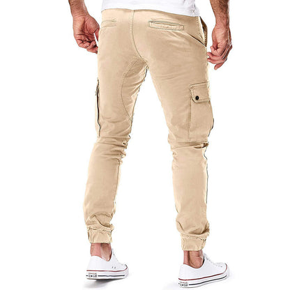 Herren Slim Fit Cargo-Hose Multi-Taschen Beige