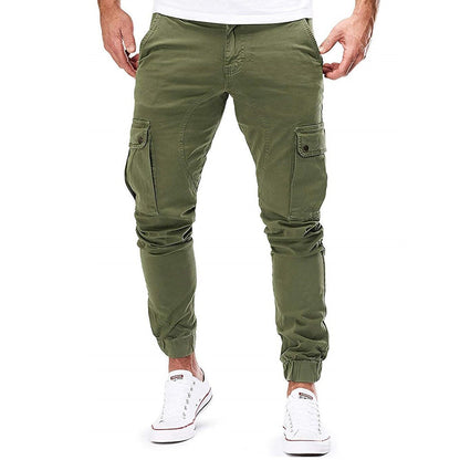 Herren Slim Fit Cargo-Hose Multi-Taschen Beige