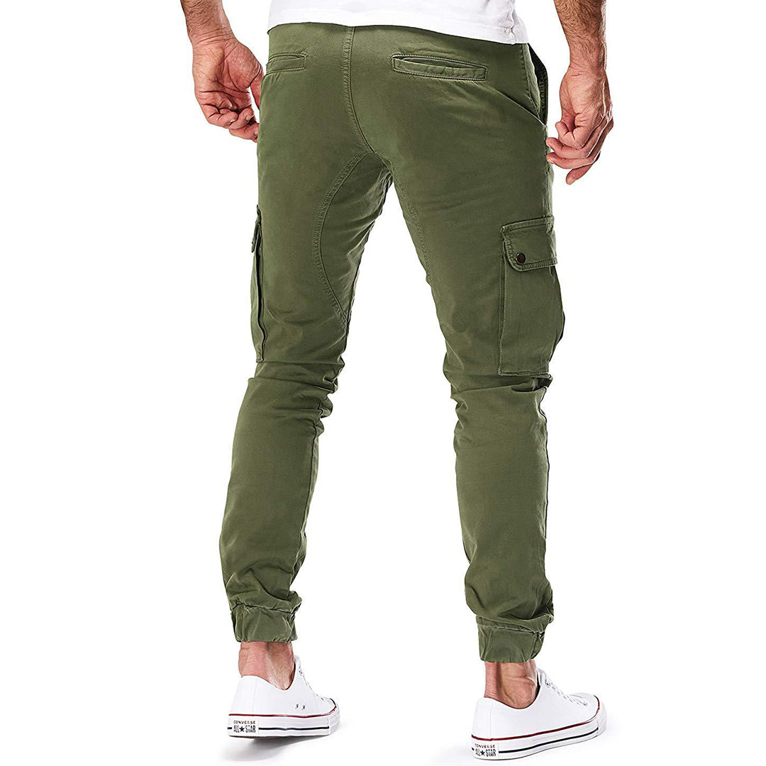 Herren Slim Fit Cargo-Hose Multi-Taschen Beige