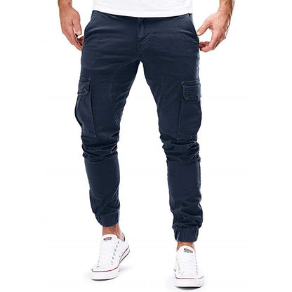 Herren Slim Fit Cargo-Hose Multi-Taschen Beige