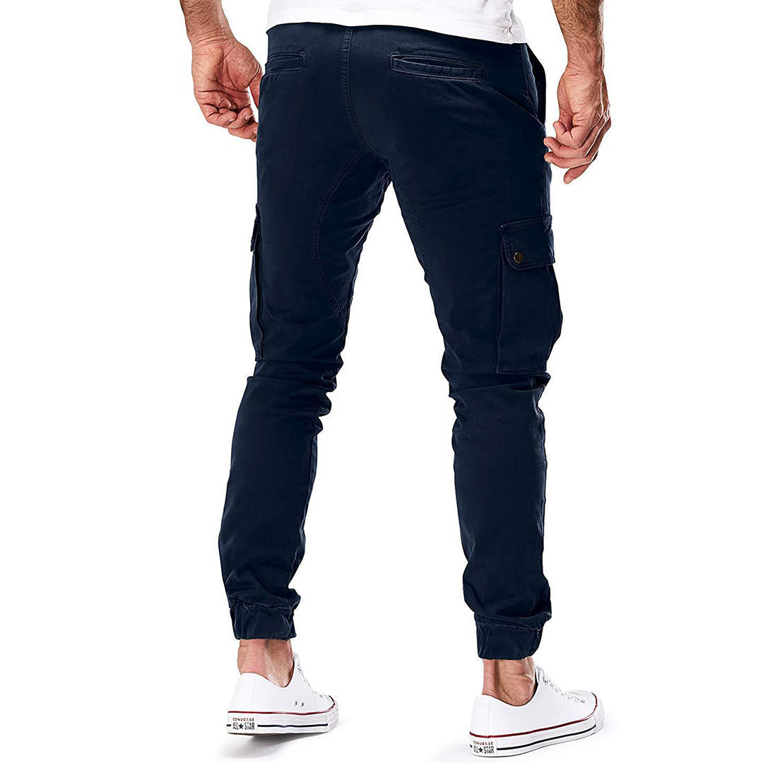 Herren Slim Fit Cargo-Hose Multi-Taschen Beige