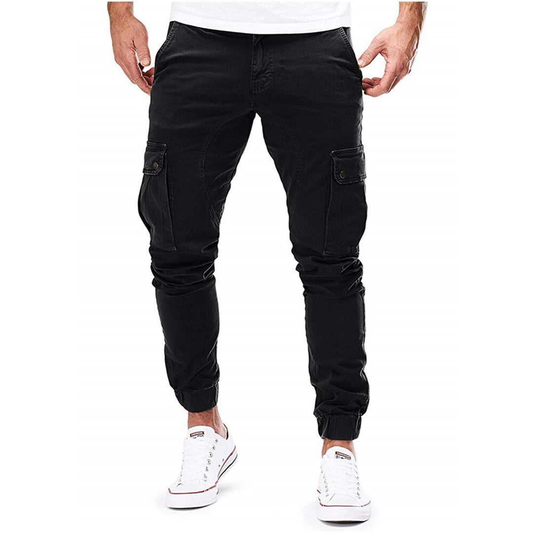 Herren Slim Fit Cargo-Hose Multi-Taschen Beige