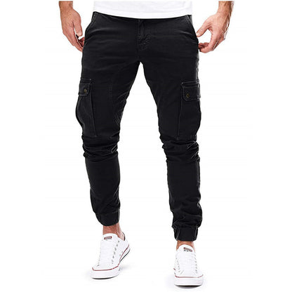 Herren Slim Fit Cargo-Hose Multi-Taschen Beige