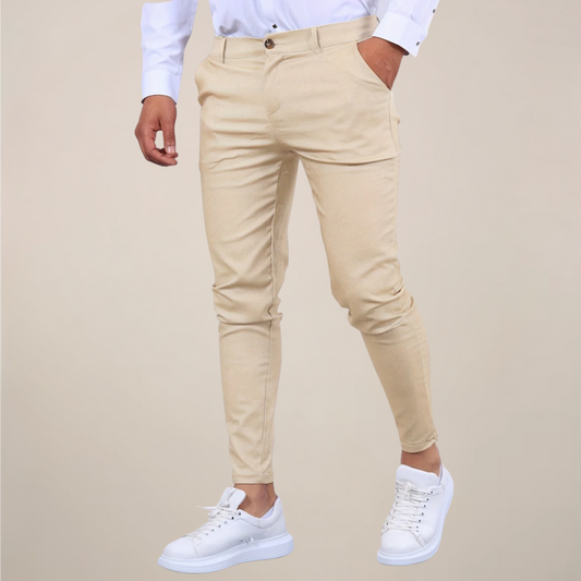 Herren Chino Hose Slim Fit Lässig Beige - Eveloria