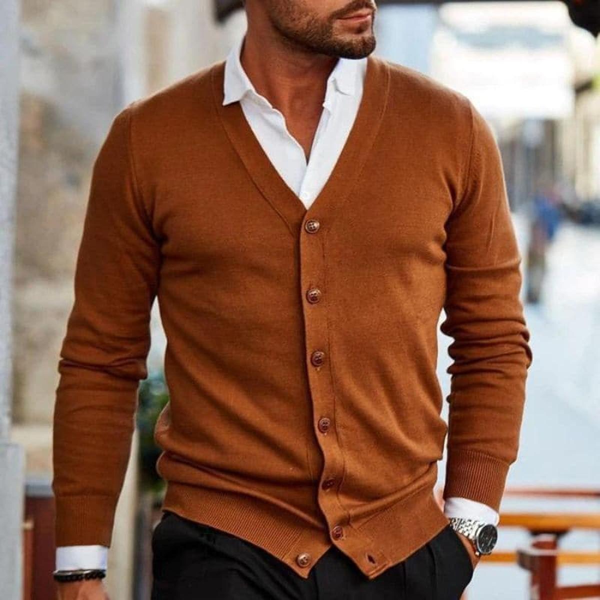Herren Strickjacke Business-Casual V-Ausschnitt
