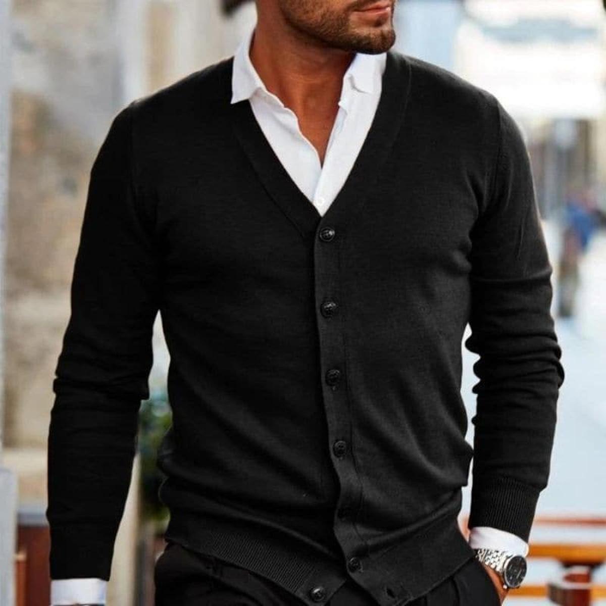 Herren Strickjacke Business-Casual V-Ausschnitt