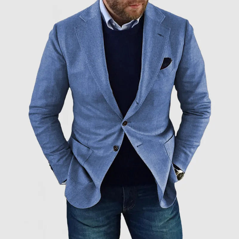 Herren Zwei-Knopf Blazer Slim Fit Business Sakko Schwarz - Norvielle