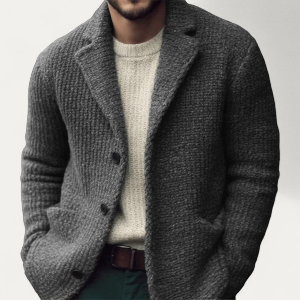 Herren Strickblazer Cardigan Strukturierter Stoff Klassisch