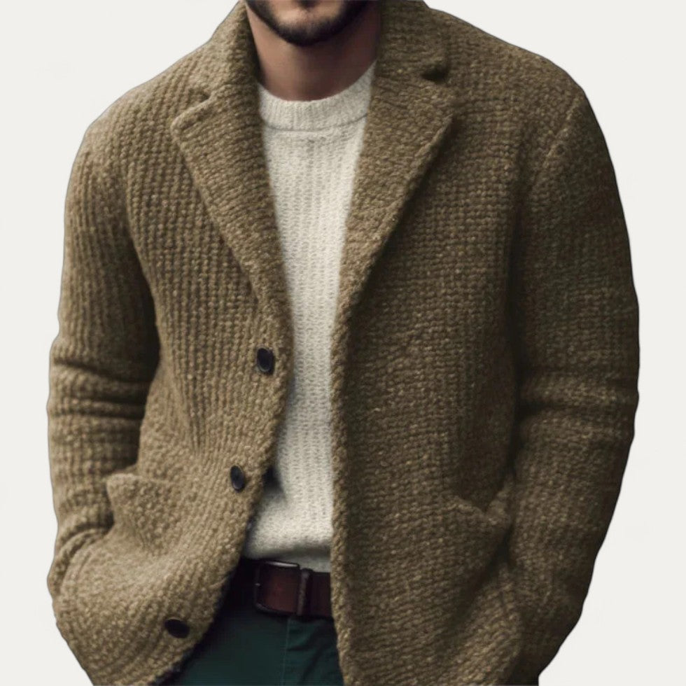 Herren Strickblazer Cardigan Strukturierter Stoff Klassisch