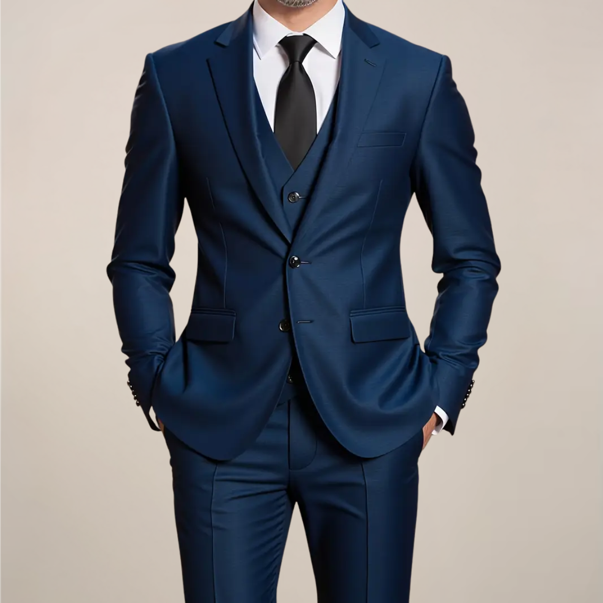 Herren Slim Fit Anzug 3-teilig Schwarz Hochzeitsanzug - Norvielle