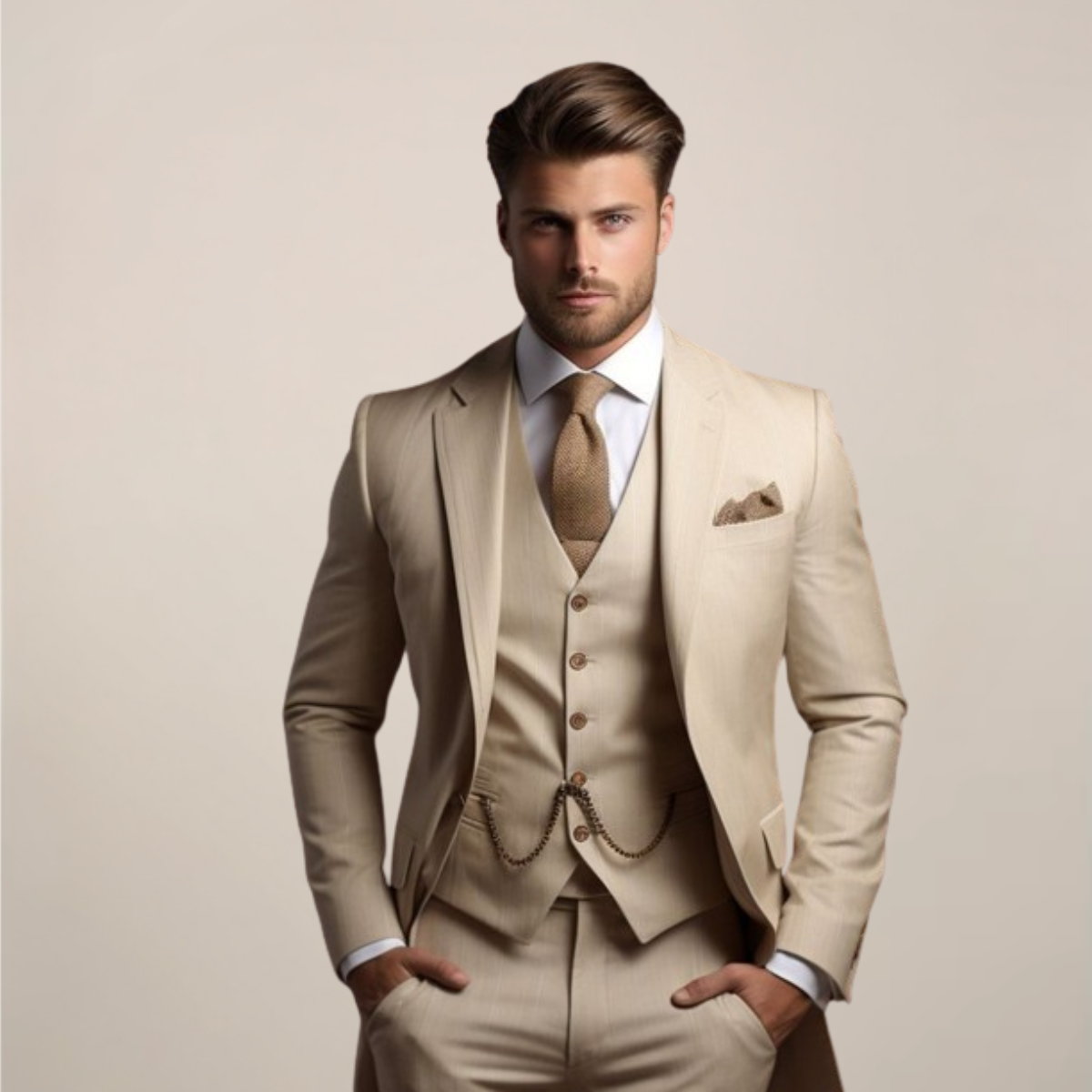 Herren 3-teiliger Anzug Formell
