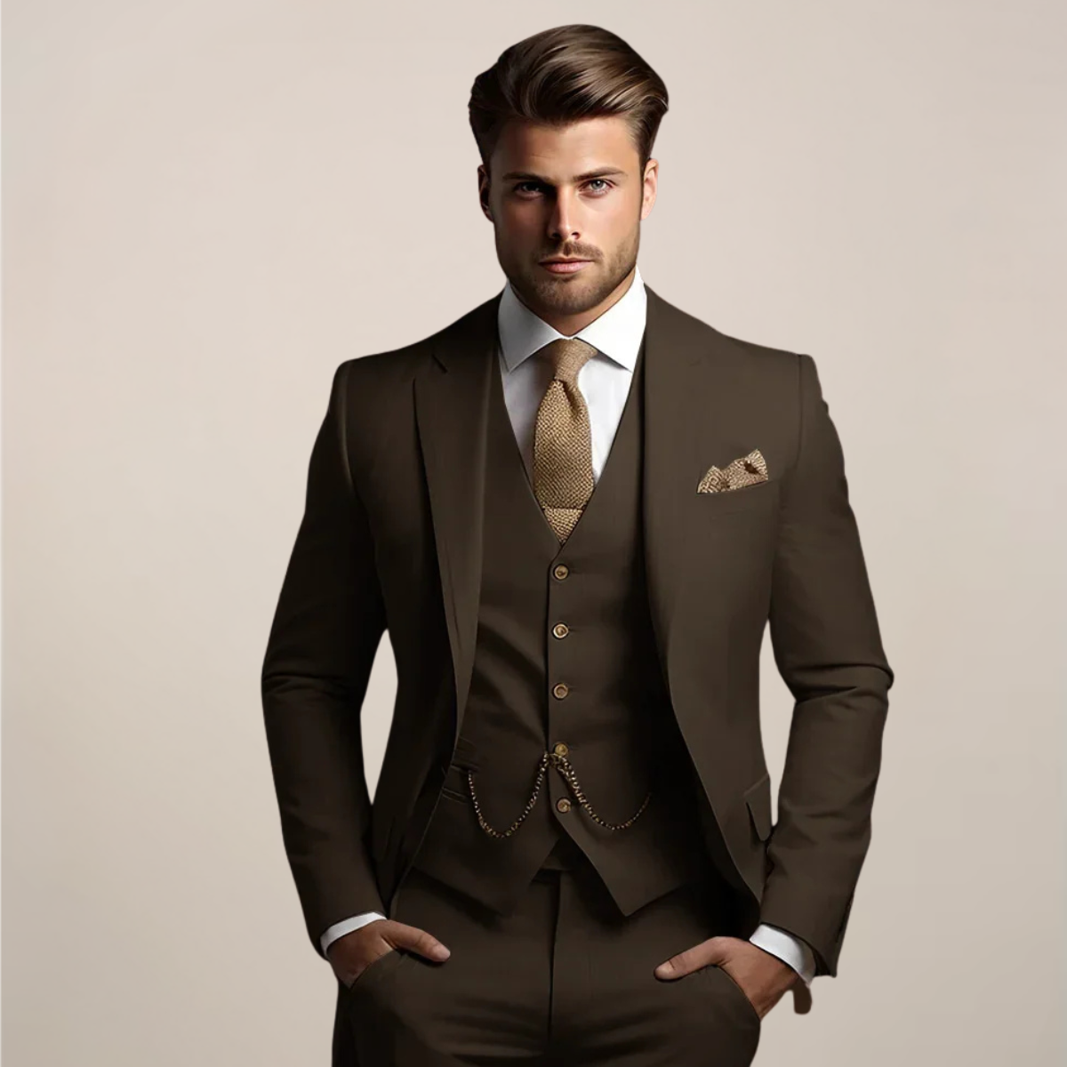 Herren 3-teiliger Anzug Formell