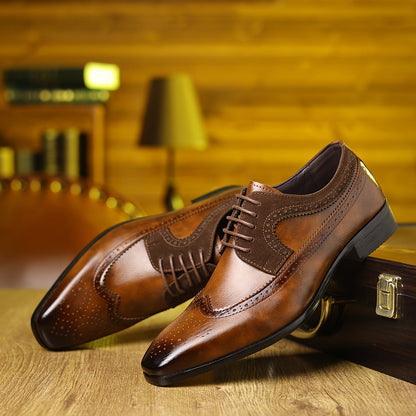 Herren Oxford Schuhe Brogue Flügelspitze Schnürsenkel Leder