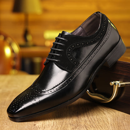Herren Oxford Schuhe Brogue Flügelspitze Schnürsenkel Leder